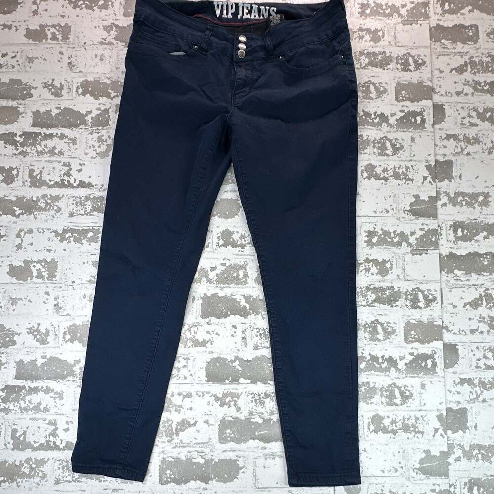 VIP Jeans Womens Size 15/16 Dark Navy Blue Stretch Skinny Pants 3 Button